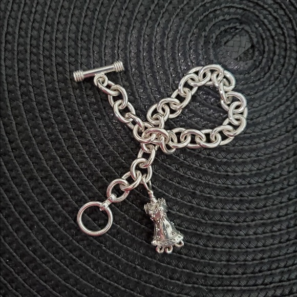 Sterling Oval Link Bracelet with Charm (36.8g) - Picture 2 of 8